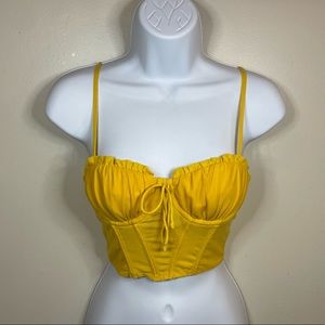 Yellow Thatssofetch corset crop top